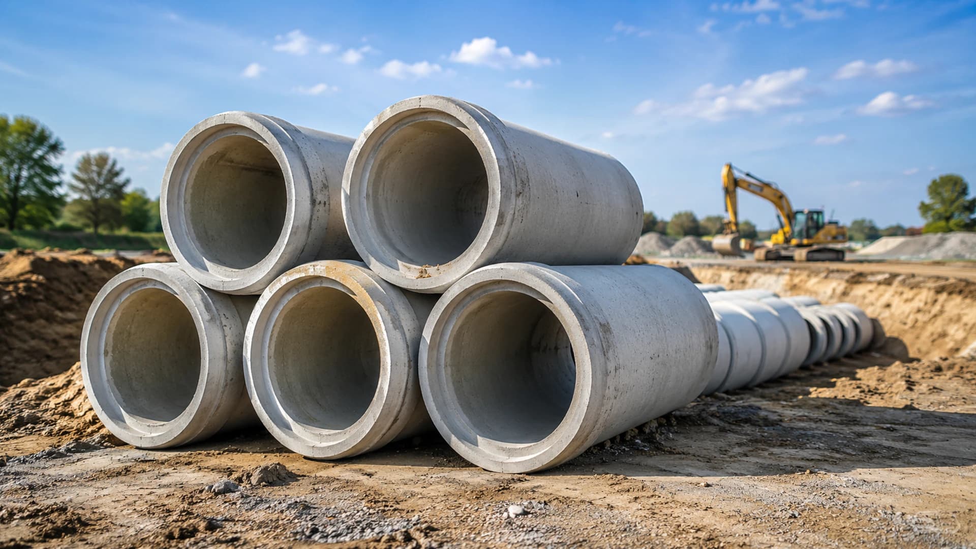 Socket-jointed concrete pipes prepared for a Bostancı infrastructure project