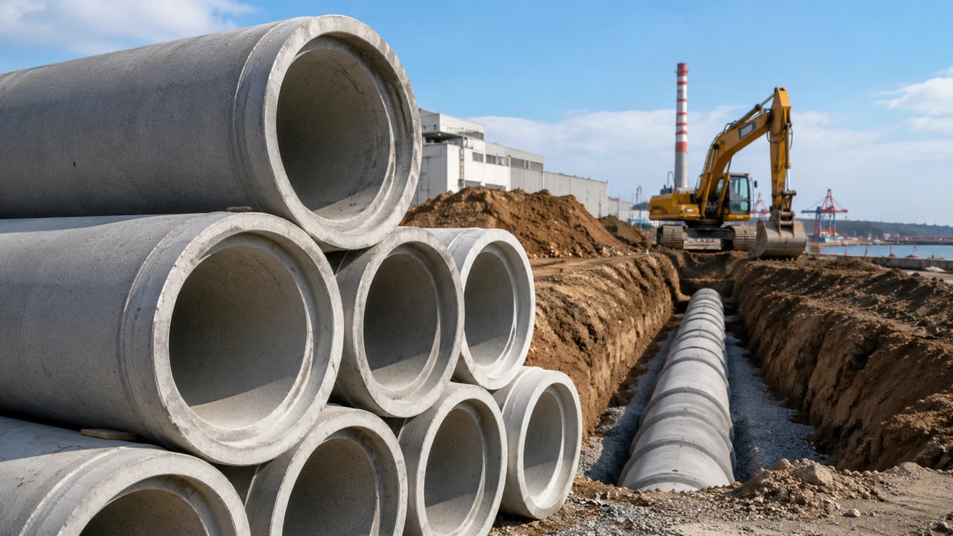 Socket-jointed concrete pipes used in Tuzla industrial zone