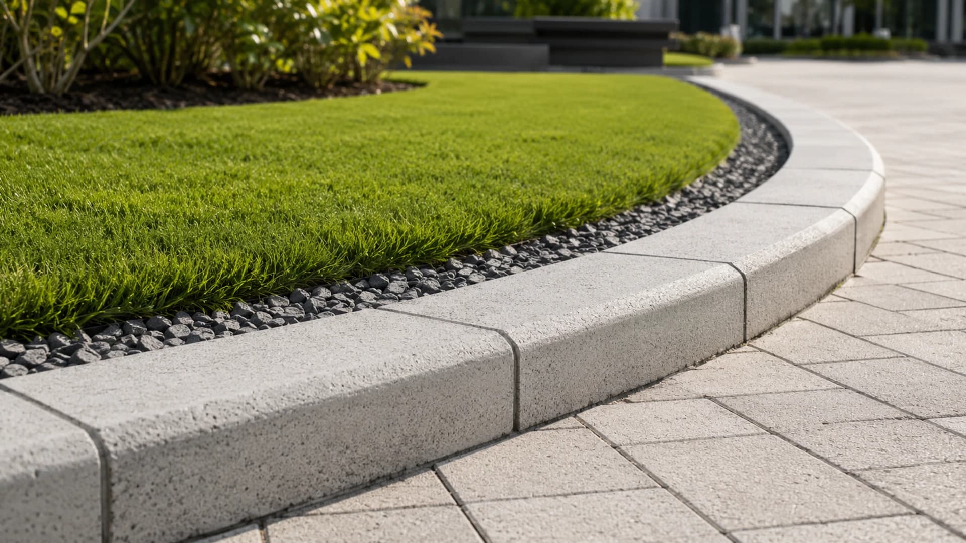Concrete curbstones installed along a roadside