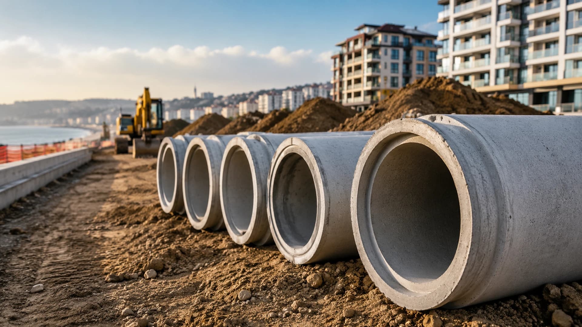 Socket-jointed concrete pipes used in a Pendik infrastructure project