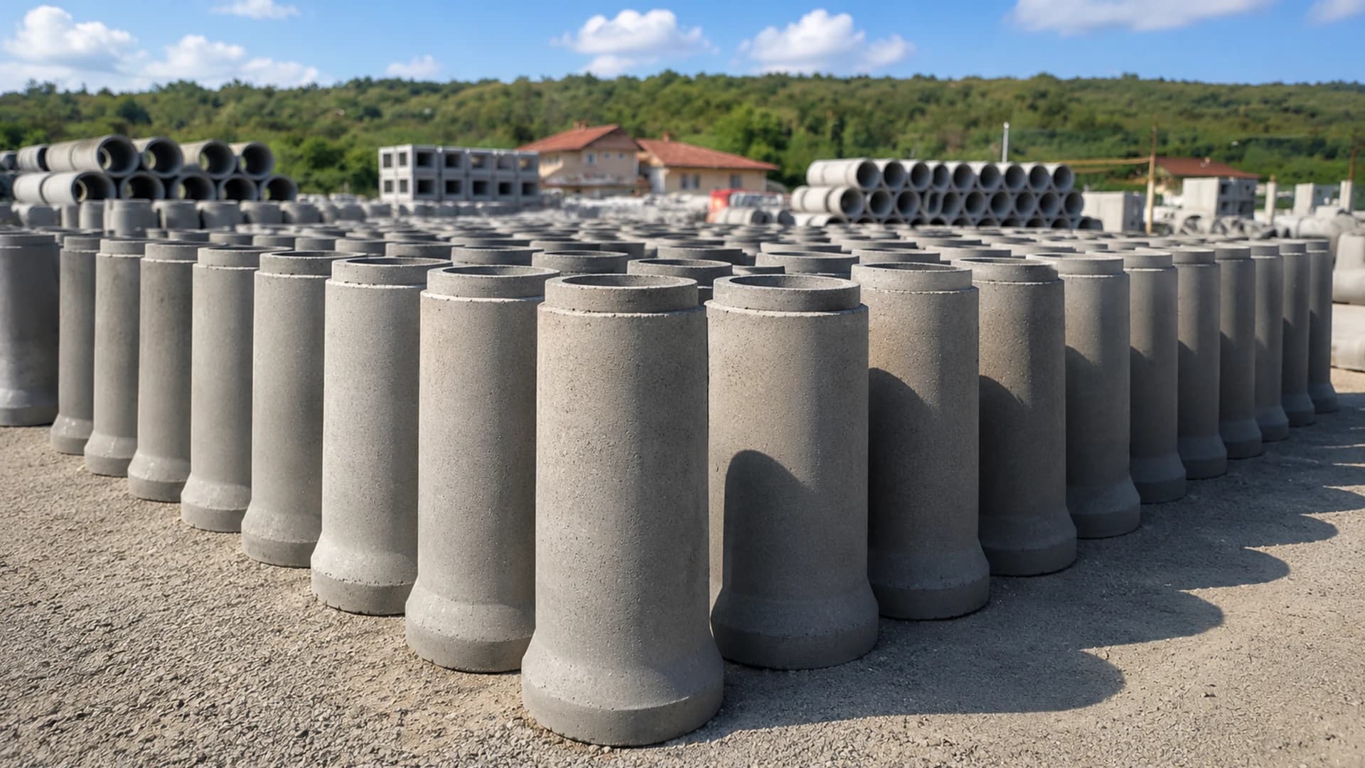 Socket-jointed concrete pipe rings lined up for a Çekmeköy infrastructure project