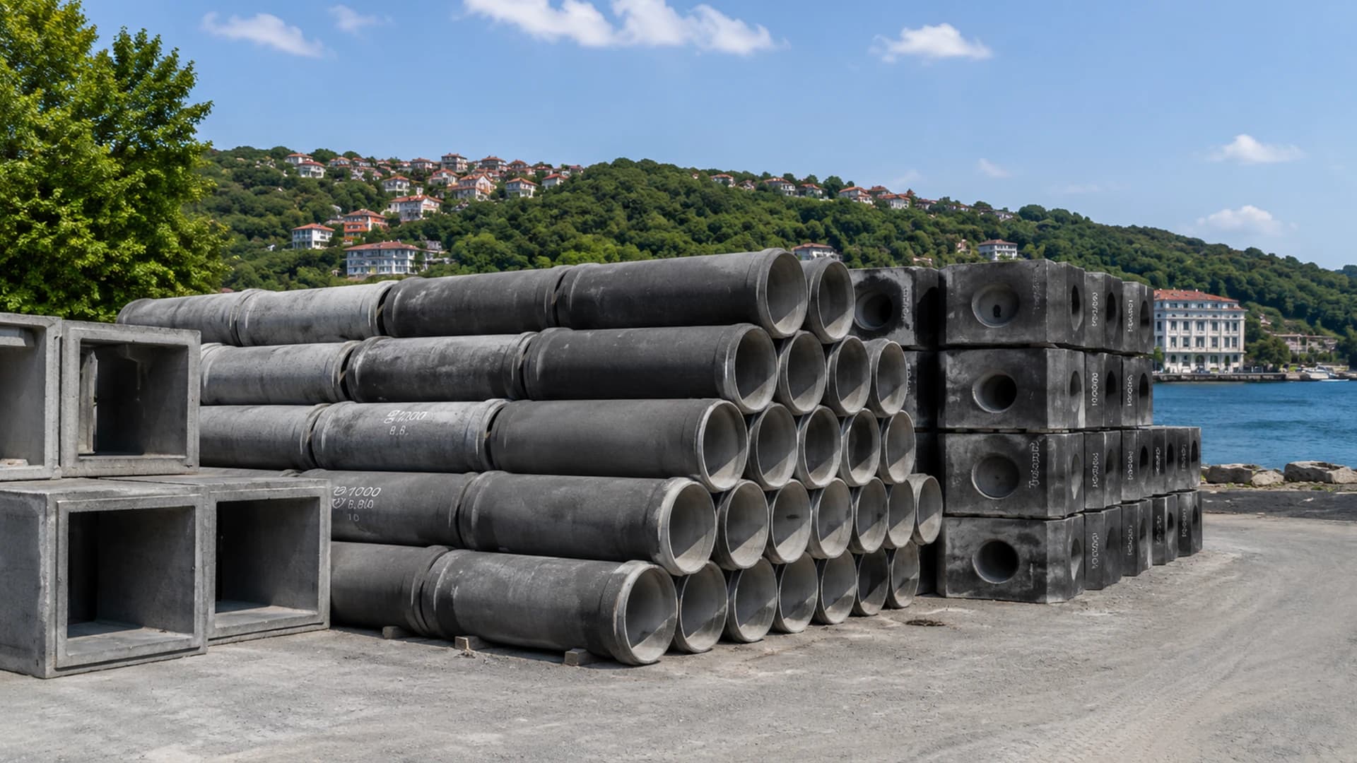 Socket-jointed concrete pipe rings used in a Beykoz infrastructure project