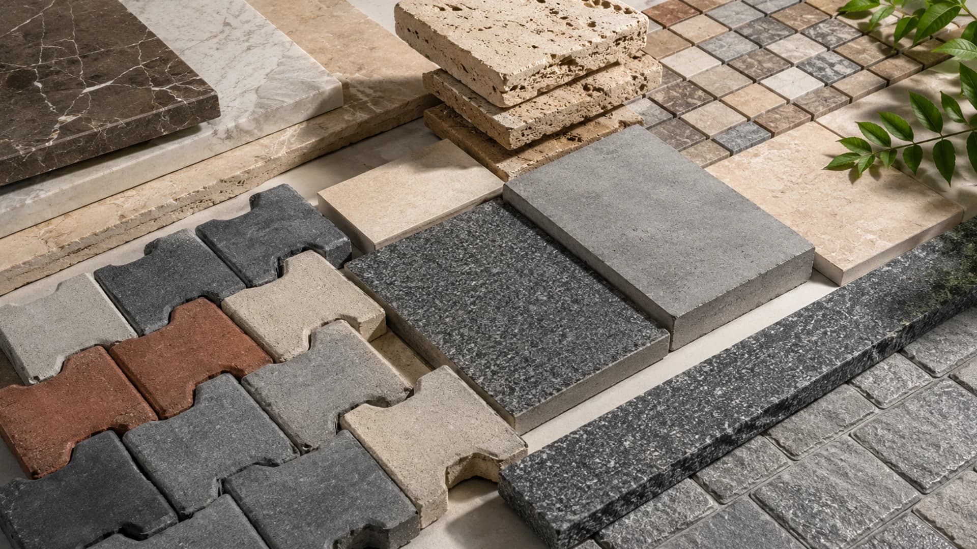 Concrete paving stones laid as an outdoor floor covering